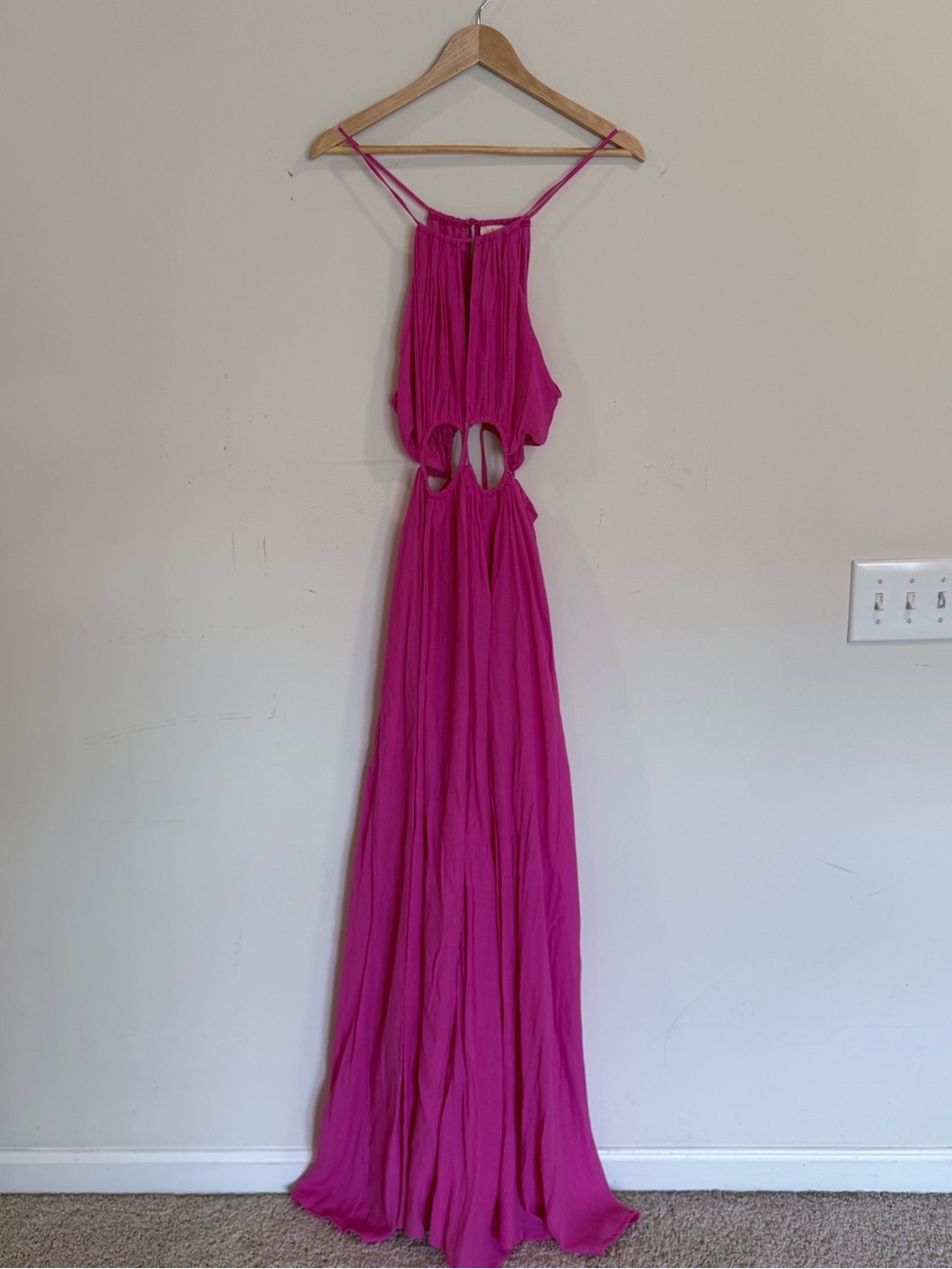 A Peach Fuchsia Cutout Maxi Dress